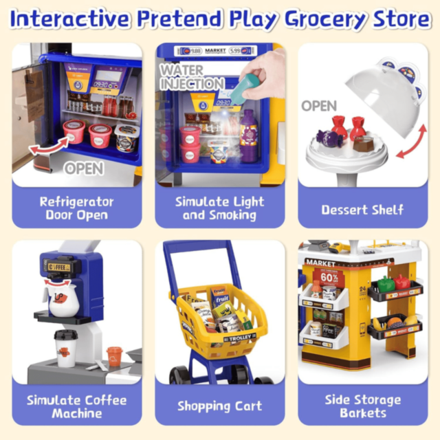 Supermarket Jucărie Interactiv cu Casă și Cărucior