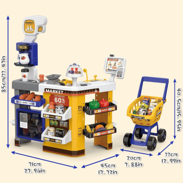 Supermarket Jucărie Interactiv cu Casă și Cărucior