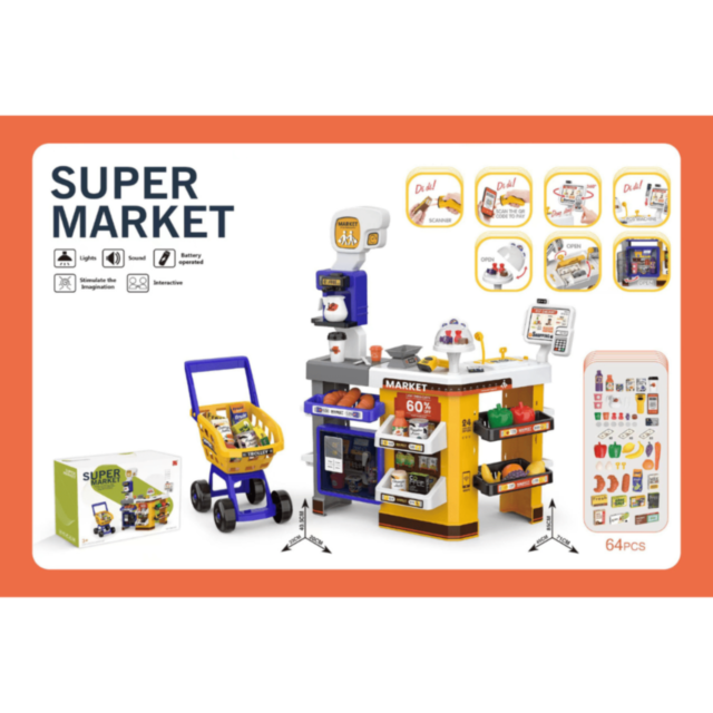 Supermarket Jucărie Interactiv cu Casă și Cărucior