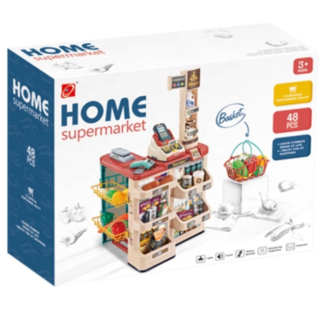 Casă de marcat supermarket copii cu accesorii și scanner