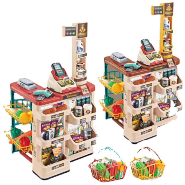 Casă de marcat supermarket copii cu accesorii și scanner