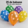 Set de 25 de baloane colorate cu buline albe