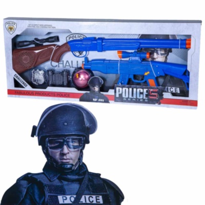 Set Polițist Fulger cu Pușcă, Mitralieră, Buton de Alarmă, Sunete și Efecte Luminoase | image