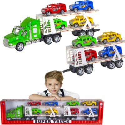 Mega Camion cu Trailer și 8 Mașinuțe, 83cm | image