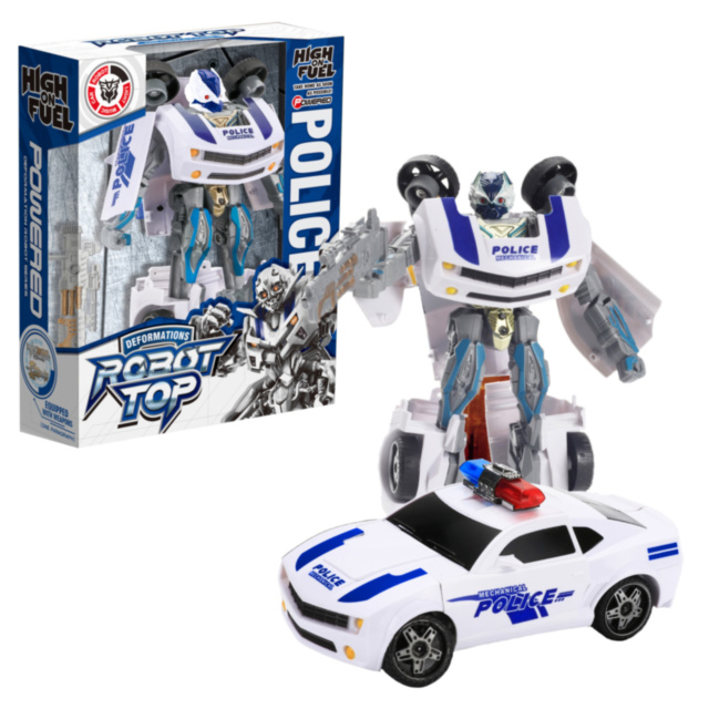 Robot Transformabil în Mașină de Poliție cu Lumini și Sunete