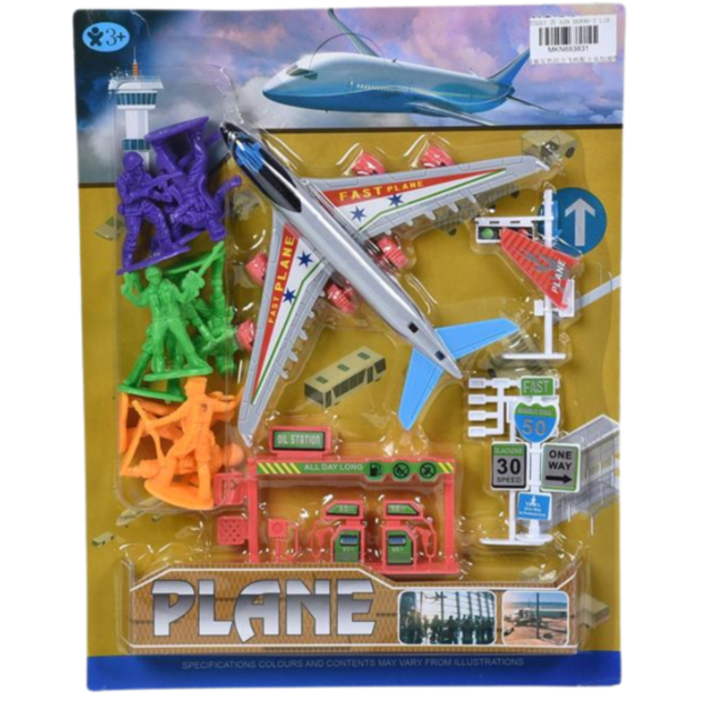 Set aeroport cu avion și accesorii – Aventuri în aer