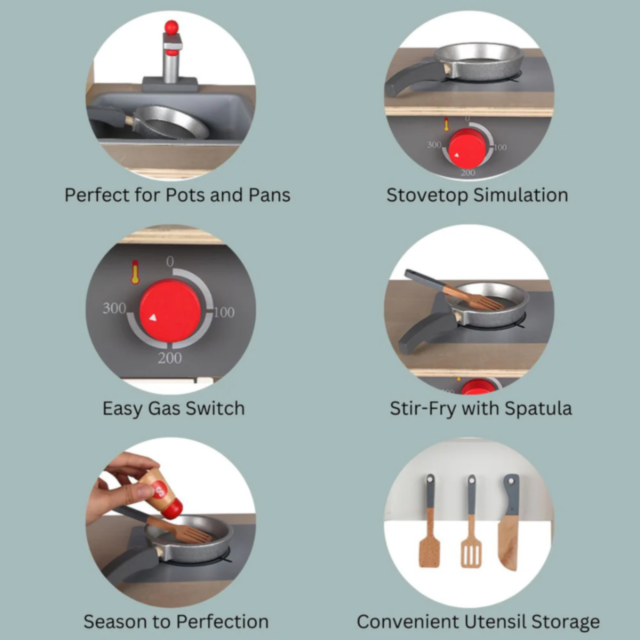 Bucătărie de Jucărie din Lemn pentru Copii - Distracție și Educație