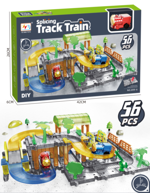 Tren Interactiv cu Șine Asamblabile - 56 Piese