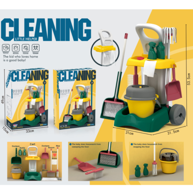 Set de Curățenie pentru Copii | Cărucior cu Accesorii și Ustensile