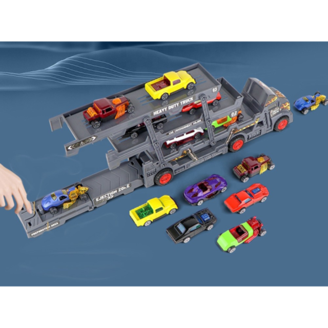 Camion Transportor cu 8 Mașinuțe Metalice și Lansator
