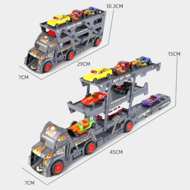 Camion Transportor cu 8 Mașinuțe Metalice și Lansator