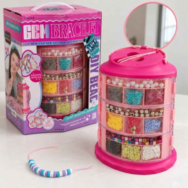 Set creativ pentru brățări cu mărgele și organizator