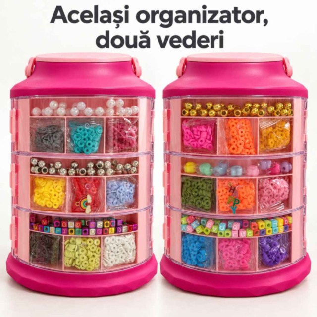 Set creativ pentru brățări cu mărgele și organizator