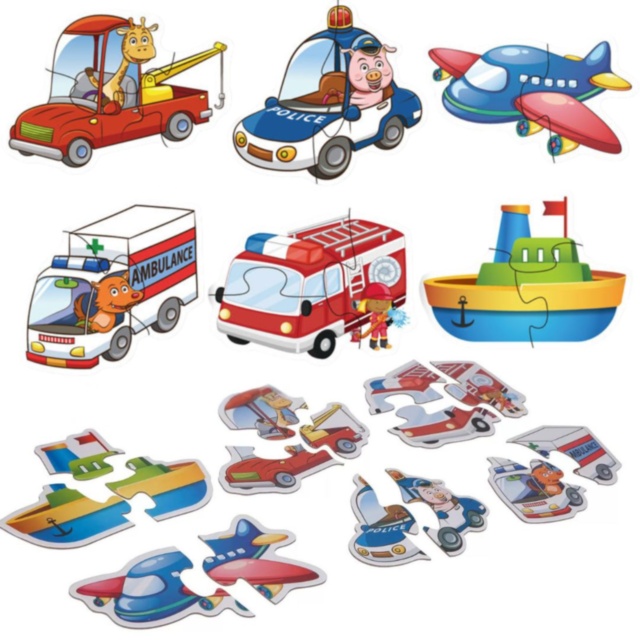 Puzzle Montessori Vehicule de Salvare 6 în 1