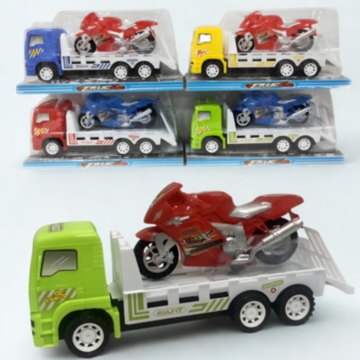 Camion Platformă Transport Motocicletă de Jucărie Copii (culoare aleatorie) | image