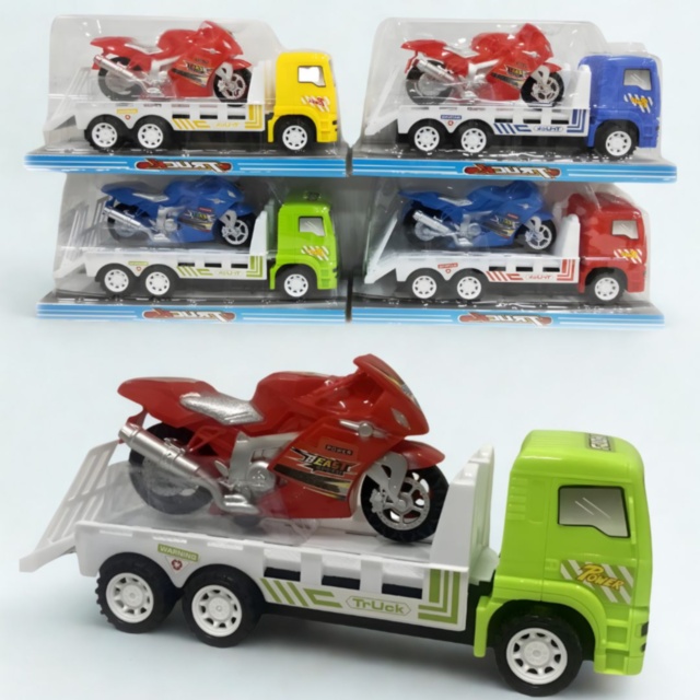 Camion Platformă Transport Motocicletă de Jucărie Copii (culoare aleatorie)