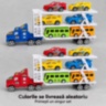 Camion transportor cu inerție, patru mașinuțe și două autobuze