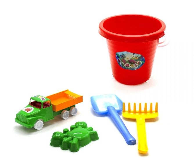 Găletușă cu Camion și 3 Accesorii de Nisip, 26cm