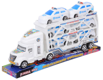 Camion cu Trailer și 6 Mașinuțe de Poliție, 32cm  | image