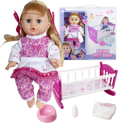 Păpușă Muzicală cu Pătuț și Pampers, face pipi la oliță | image