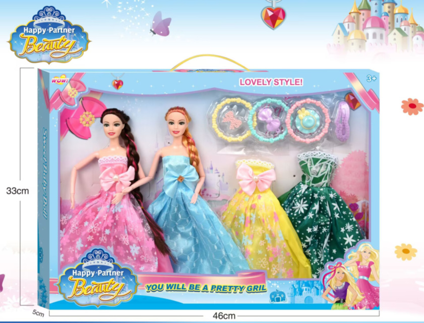 Set 2 Păpuși cu 2 Rochii de Schimb și Accesorii