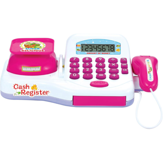 Set de joacă supermarket cu casă de marcat, coș și accesorii