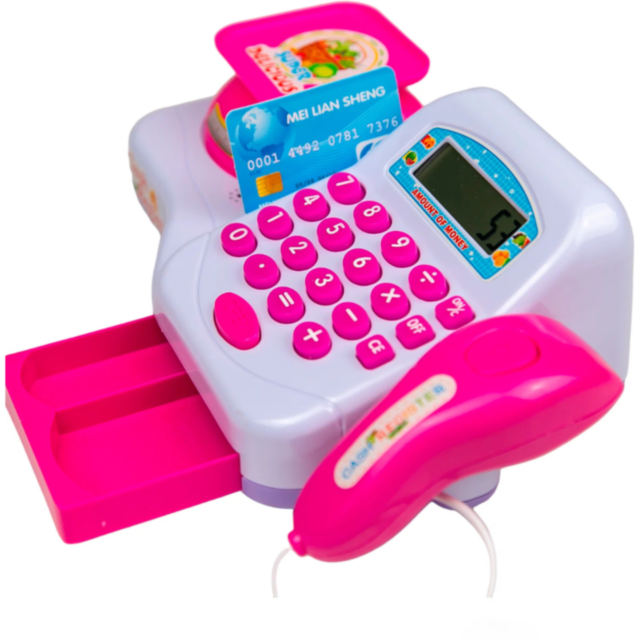 Set de joacă supermarket cu casă de marcat, coș și accesorii