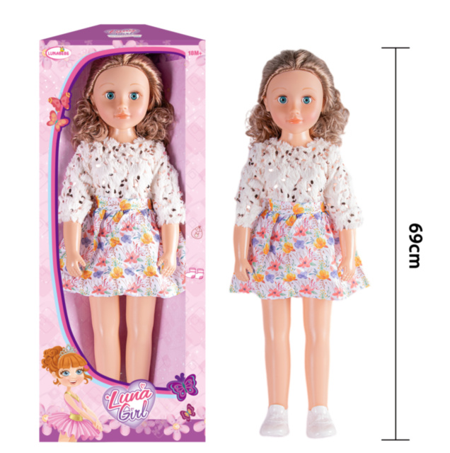 Păpușă Luna Girl cu Rochie Florală – 69 cm