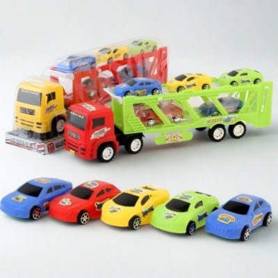 Camion Trailer Transport cu 6 Mașinuțe de Jucărie (culoare aleatorie) | image