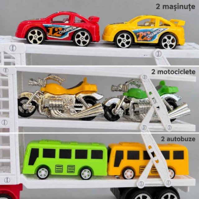 Camion transportor cu inerție și șase vehicule incluse