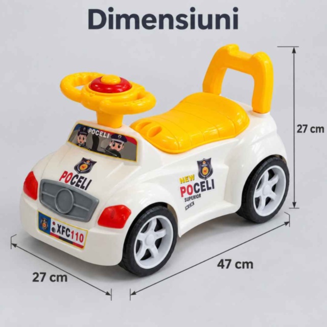 Mașinuță ride-on 2 în 1 cu oliță și muzică