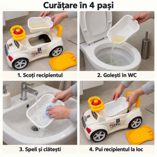 Mașinuță ride-on 2 în 1 cu oliță și muzică