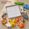 Puzzle din lemn cu animale sălbatice în cutie
