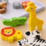 Puzzle din lemn cu animale sălbatice în cutie