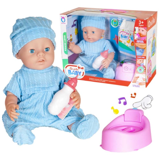 Bebelușul  la Oliță  Interactiv, cu 6 Sunete Realiste, Oliță Muzicală, Biberon și Pampers