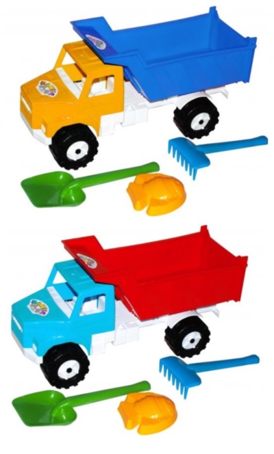 Camion cu Lopățica, Greblă și Formă de Nisip, 43cm | image