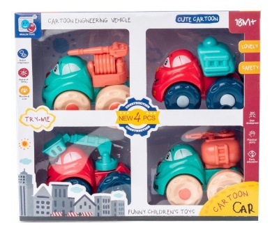 Set 4 Camioane de Construcție cu Mecanism Pull Back | image