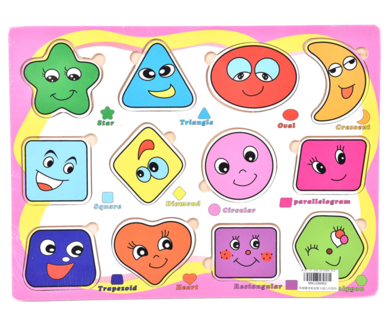 Puzzle Incastru din Lemn cu Figuri Geometrice