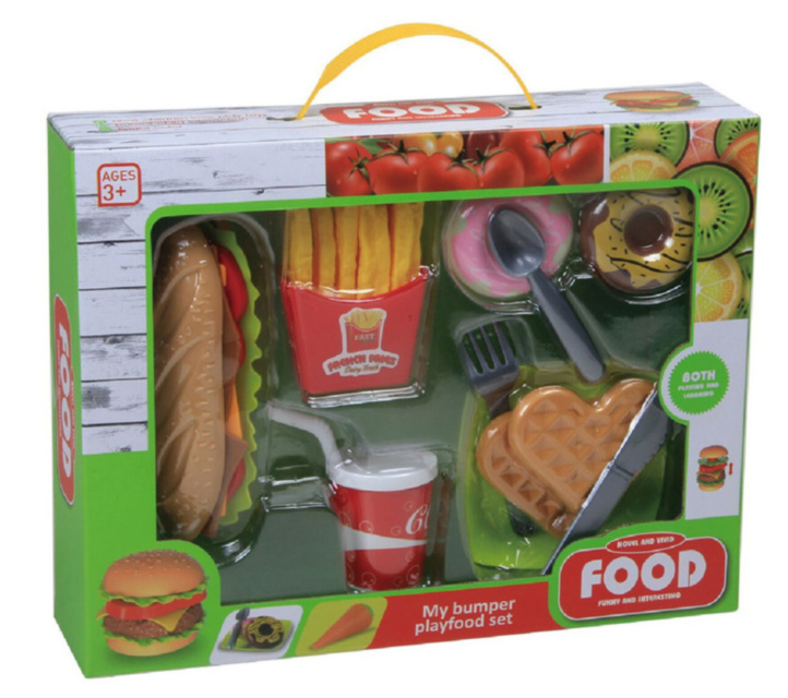 Set menu Fast Food cu Sandviș, Cartofi Pai și Gogoașe