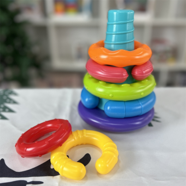 Turn cu Inele Colorate – Jucărie Montessori pentru Bebeluși