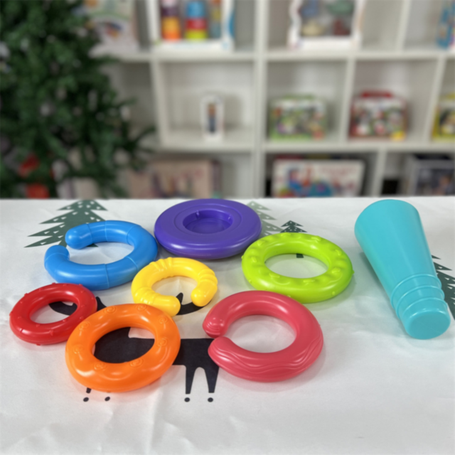 Turn cu Inele Colorate – Jucărie Montessori pentru Bebeluși