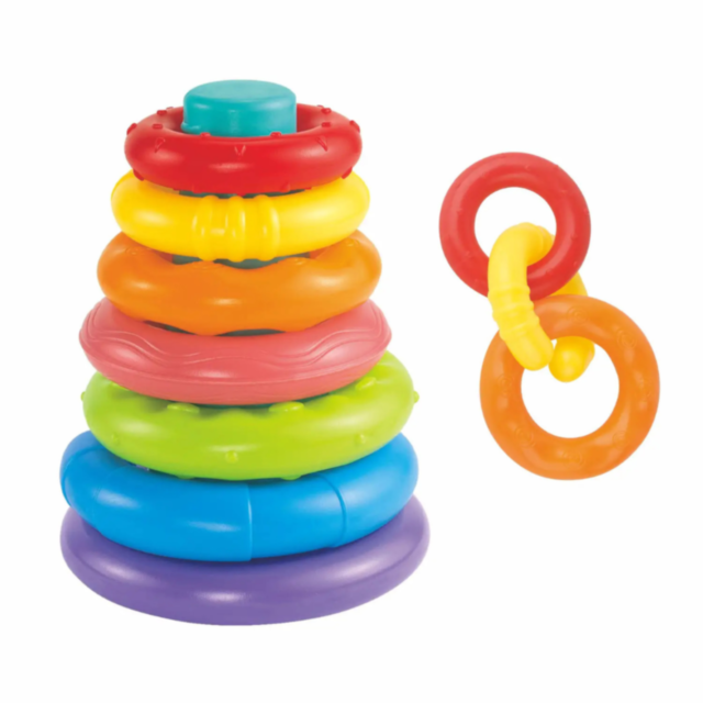 Turn cu Inele Colorate – Jucărie Montessori pentru Bebeluși