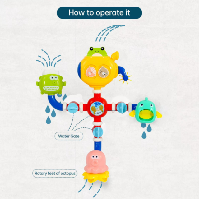 Jucărie de Baie 4 în 1 cu Apă - „Turnul Apei”