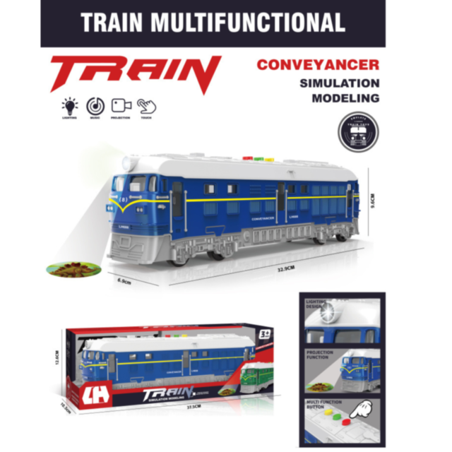 Locomotivă Interactivă cu Proiecție și Sunete – Design Realist pentru Copii