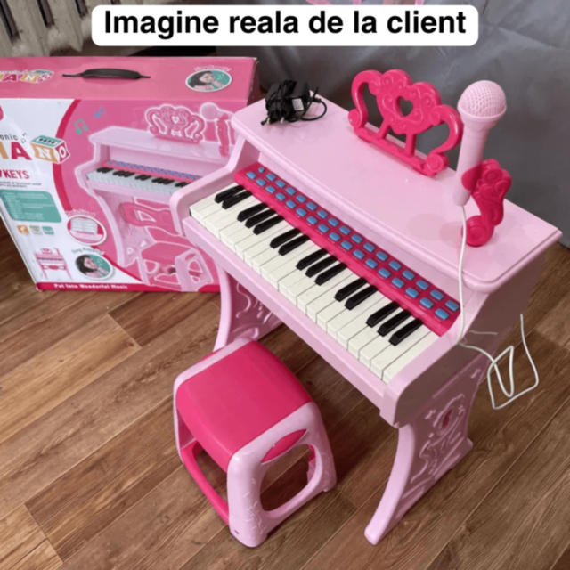 Pian Electronic Roz cu Microfon pentru Fetițe