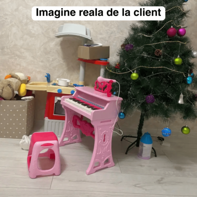 Pian Electronic Roz cu Microfon pentru Fetițe