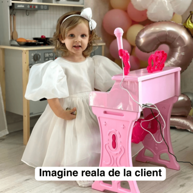 Pian Electronic Roz cu Microfon pentru Fetițe