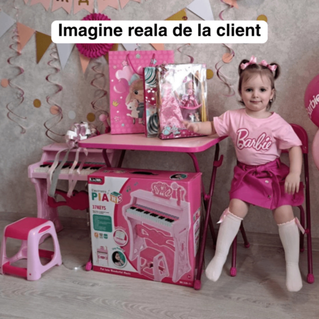 Pian Electronic Roz cu Microfon pentru Fetițe