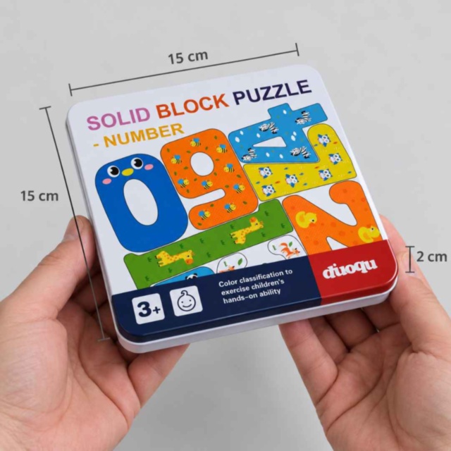 Puzzle educativ din lemn cu cifre și animale