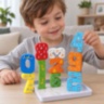 Puzzle educativ din lemn cu cifre și animale